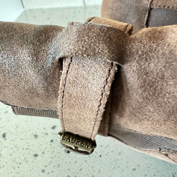 Ralph Lauren Yasline Women’s Brown Suede Leather Wedge Heeled Ankle Booties Sz 6 - Picture 12 of 12